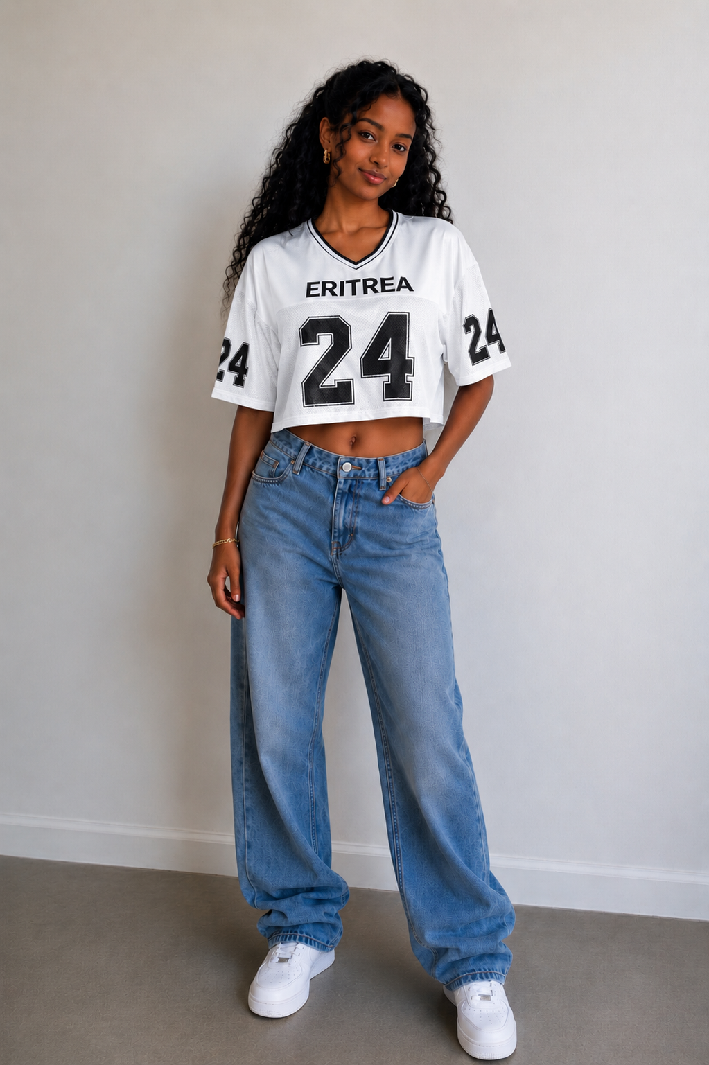 Stylish crop football jersey