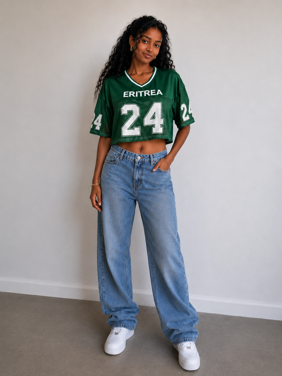 Stylish crop football jersey