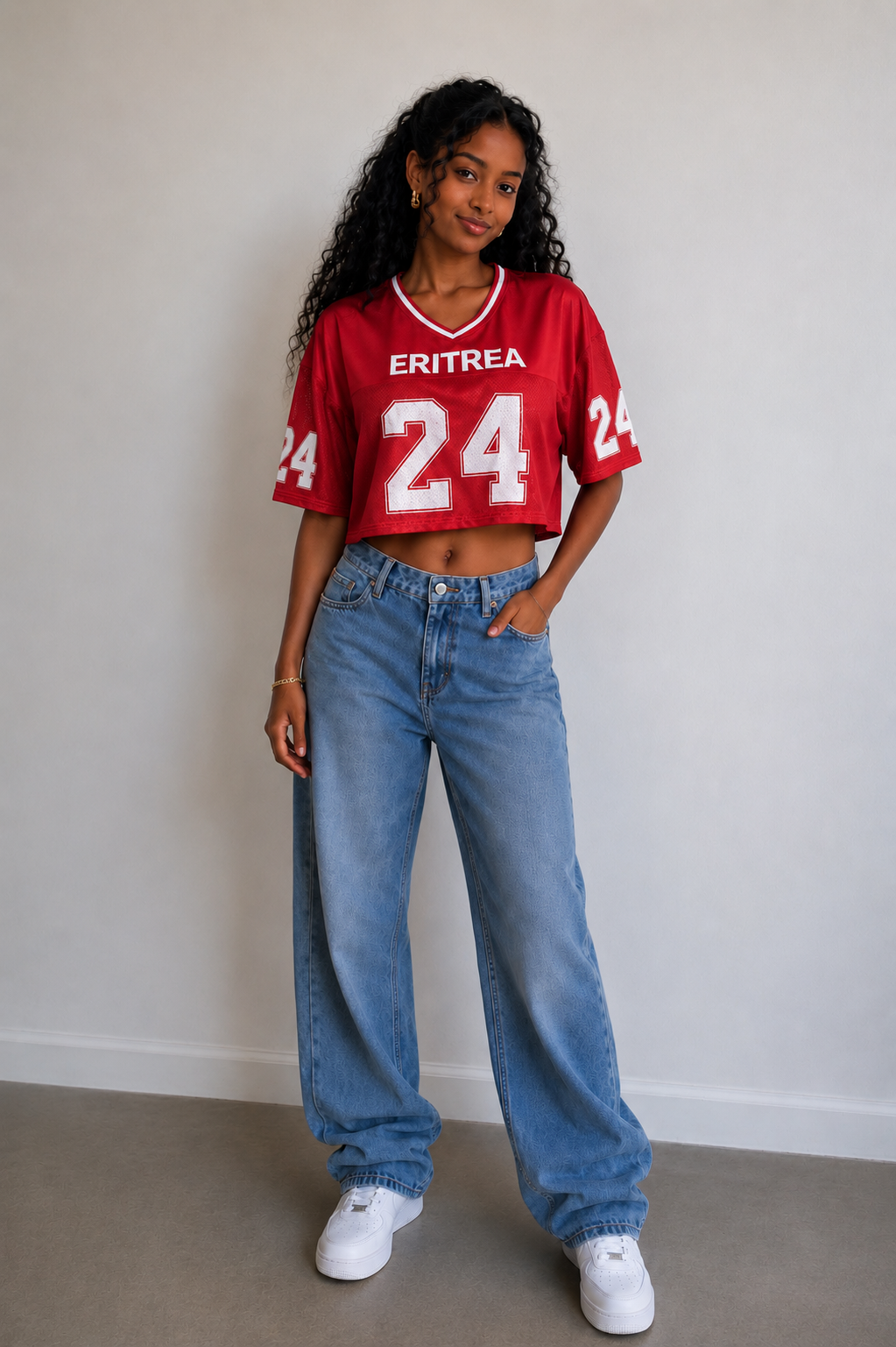 Stylish crop football jersey